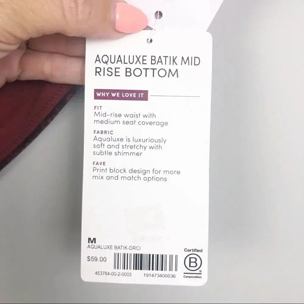 ATHLETA | Aqualuxe Batik Mid Rise Swim Bottom M
